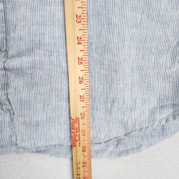 J Crew Shirt Men Extra Large Blue White Stripe Linen Slim Fit Casual Long Sleeve - Picture 6 of 12